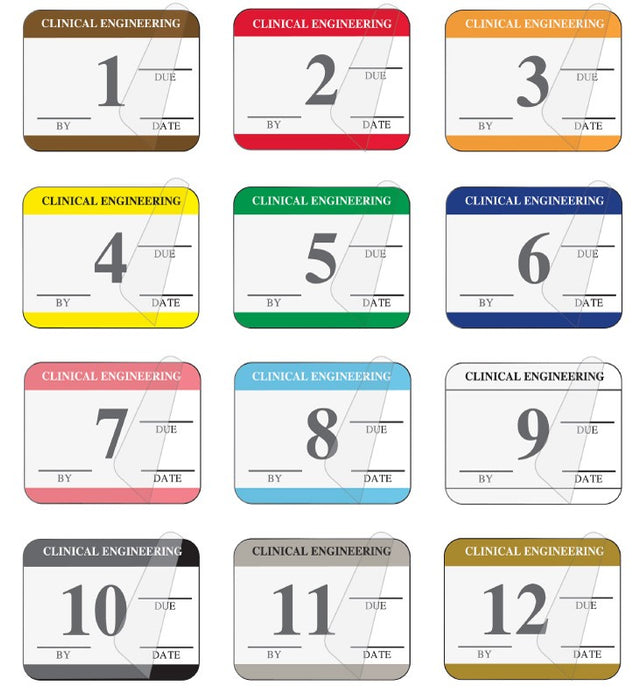 Medical Labels - Self-Laminating 12 Month Clinical Inspection Kit , 1-1/4" x 1"