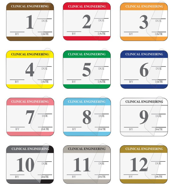 Medical Labels - Self-Laminating 12 Month Clinical Inspection Kit , 1-1/4" x 1"