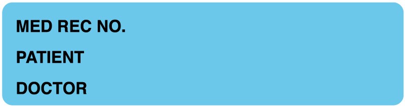 Medical Labels - Light Blue Medical Record Binder Label, 5-3/8" x 1-3/8"