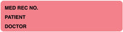 Medical Labels - Pink Medical Record Binder Label, 5-3/8" x 1-3/8"