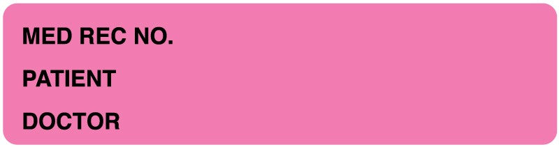Medical Labels - Fluorescent Pink Medical Record Binder Label, 5-3/8" x 1-3/8"