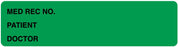 Medical Labels - Green Medical Record Binder Label, 5-3/8" x 1-3/8"
