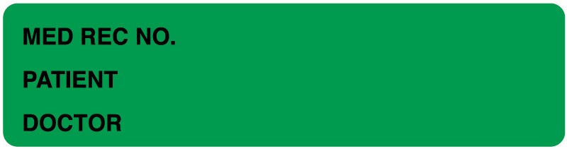 Medical Labels - Green Medical Record Binder Label, 5-3/8" x 1-3/8"