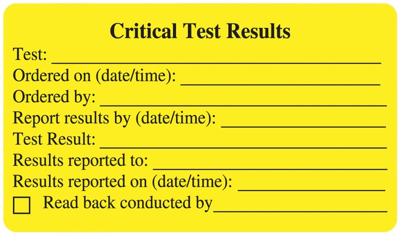 Medical Labels - Critical Test Label, 3" x 1-3/4"