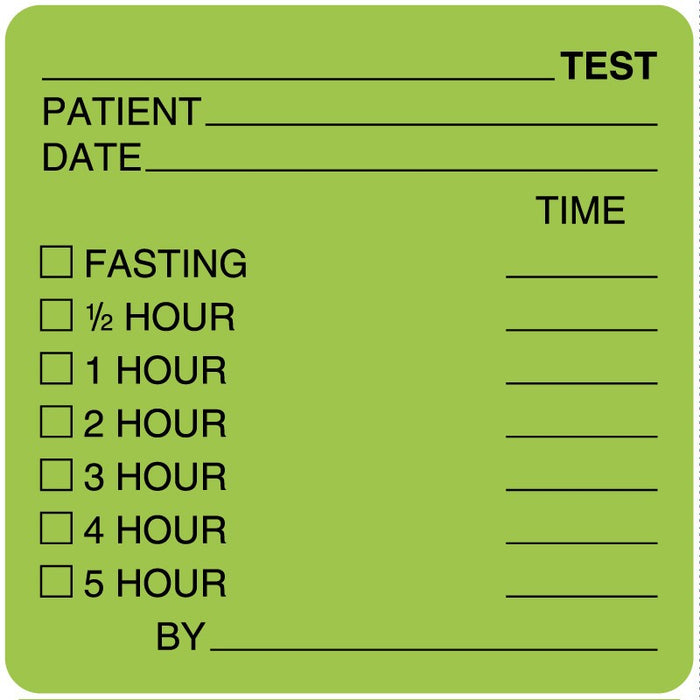 Medical Labels - Glucose Tolerance Label, 2-1/2" x 2-1/2"