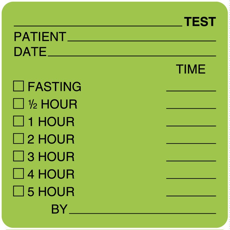 Medical Labels - Glucose Tolerance Label, 2-1/2" x 2-1/2"