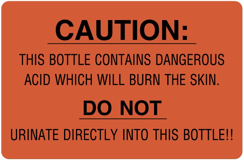 Medical Labels - Acid Warning Label, 4" x 2-5/8"