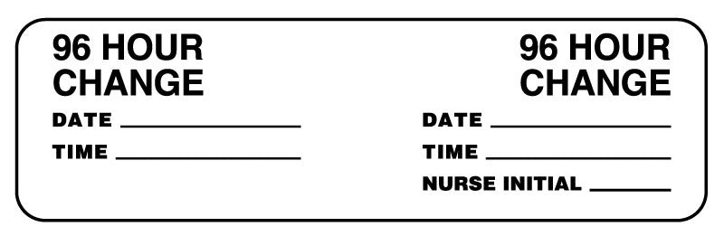 Medical Labels - 96 HOUR Tubing Change Label, 3" x 7/8"