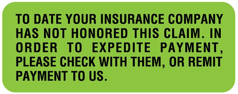 Medical Labels - Insurance Payment Reminder Label, 2-1/4" x 7/8"