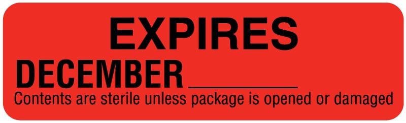 Medical Labels - December Sterility Expiration Labels, 3" x 7/8"