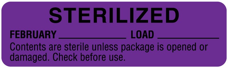 Medical Labels - February Sterility Date Labels, 3" x 7/8"