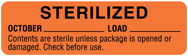 Medical Labels - October Sterility Date Labels, 3" x 7/8"