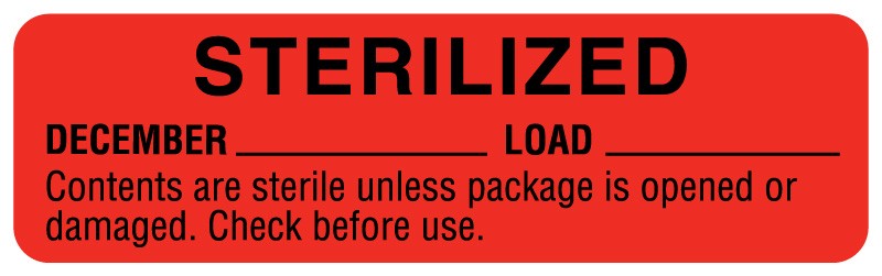 Medical Labels - December Sterility Date Labels, 3" x 7/8"