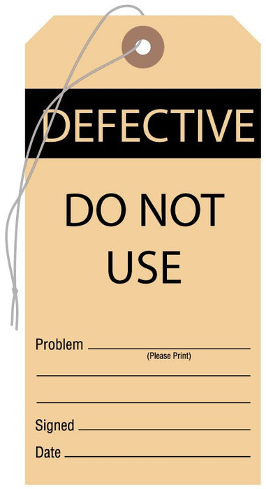 Medical Labels - Defective Do Not Use Tag, 3-1/8" x 6-1/4"