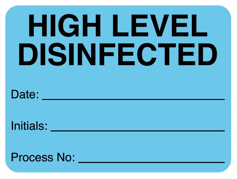 Medical Labels - High Level Disinfected, 2-3/8" x 1-3/4"