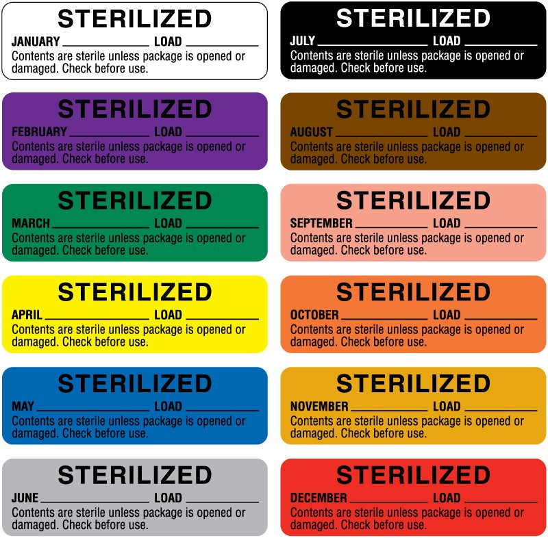 Medical Labels - 12 Month Sterilization Date Kit, 3" x 7/8"