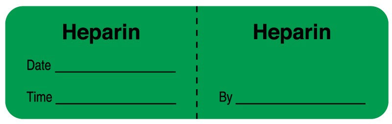 Medical Labels - Heparin, I.V. Line Identification Label, 3" x 7/8"