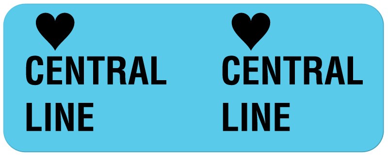 Medical Labels - CENTRAL LINE, I.V. Line Identification Label, 2-1/4" x 7/8"
