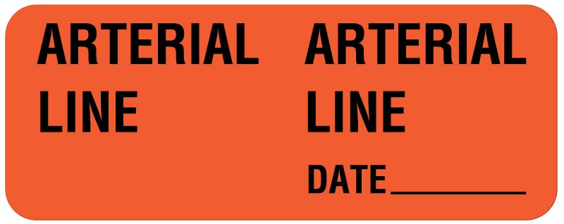 Medical Labels - ARTERIAL LINE, Line Identification Label, 2-1/4" x 7/8"