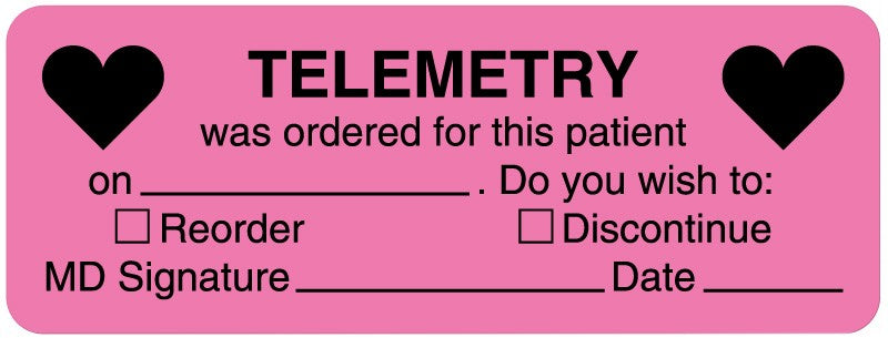 Medical Labels - Telemetry and Rhythm Label, 3" x 1-1/8"