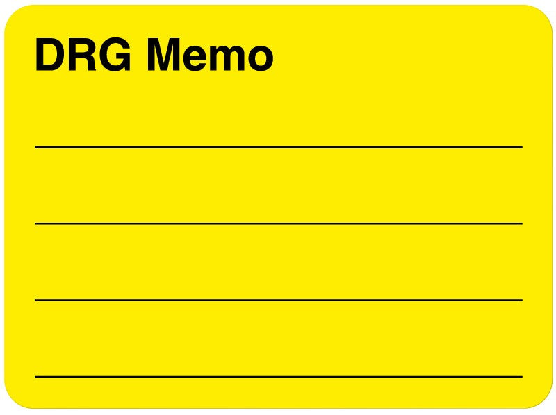 Medical Labels - DRG Assignment & Reminder Label, 2-3/8" x 1-3/4"