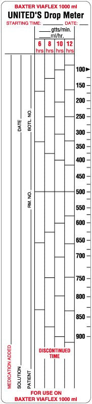 Medical Labels - Baxter IV Drop Meter Label, 2" x 9"