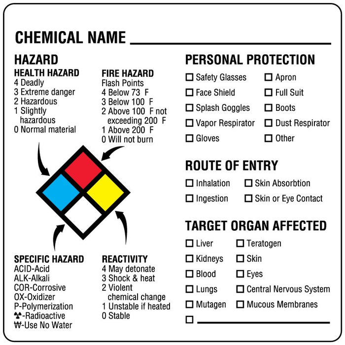 Medical Labels - Chemical Hazard Label, 2-1/2" x 2-1/2"