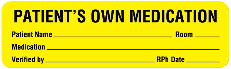 Medical Labels - Patient's Own Medication Label, 3" x 7/8"