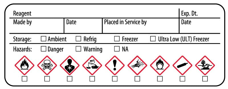 Medical Labels - Reagent GHS Label, 3" x 1-1/8"