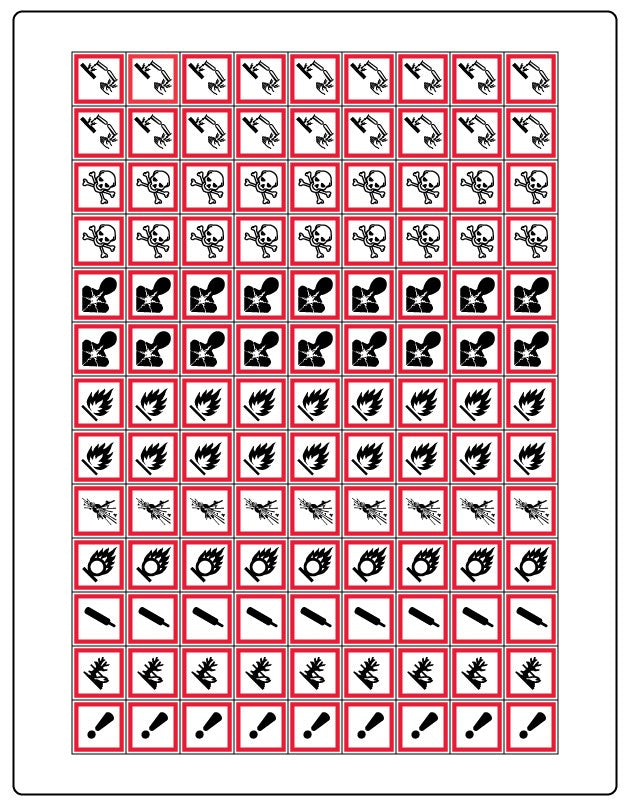 Medical Labels - GHS Laser Printer Label SHeet, 8-1/2 x 11"