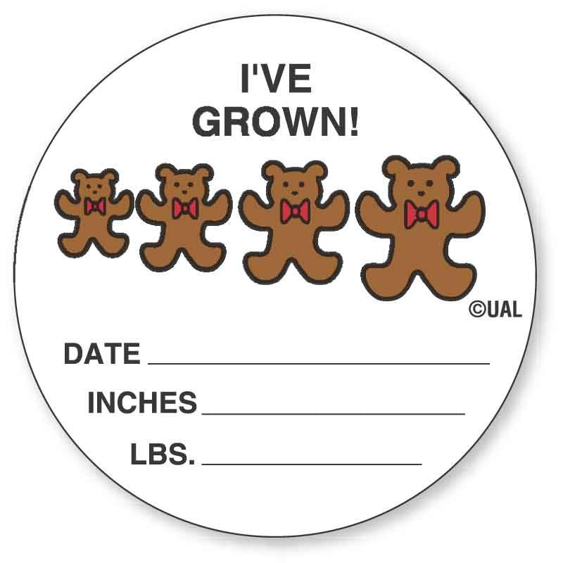Medical Labels - I'VE GROWN! DATE__ INCHES__, Kids' Sticker, 2-1/2" x 2-1/2"