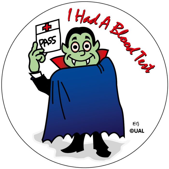 Medical Labels - Blood Test Label, Vampire, 2-1/2" x 2-1/2"