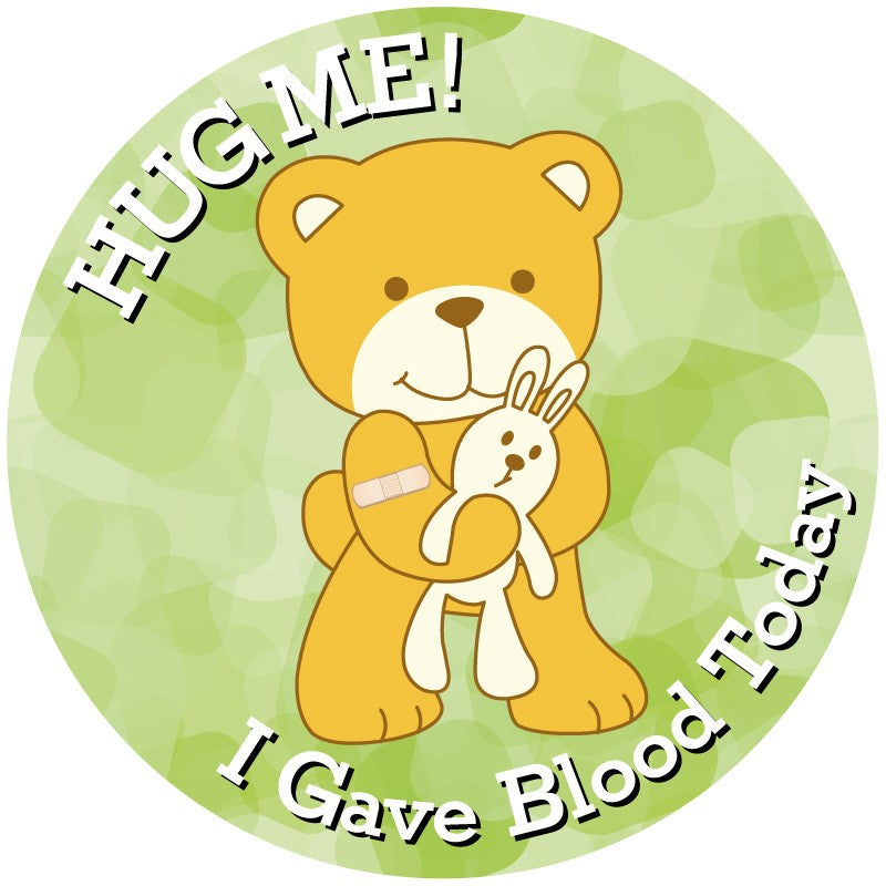 Medical Labels - Blood Test Label, Hug Me Teddy Bear, 2-1/2" x 2-1/2"
