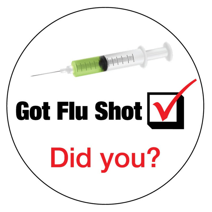Medical Labels - GOT FLU SHOT, Hero Badge, 2-1/2" x 2-1/2"