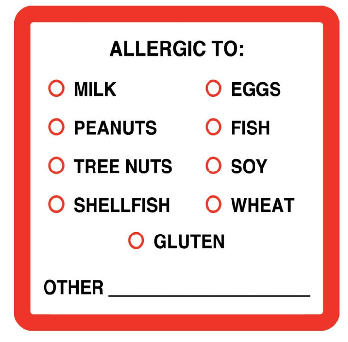 Medical Labels - Allergy Labels, 2-1/2" x 2-1/2"