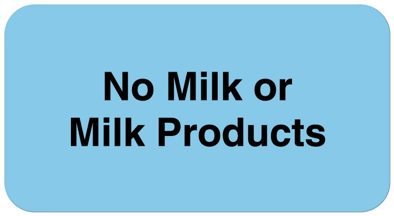 Medical Labels - NO MILK OR MILK PRODUCTS, Nutrition Communication Labels, 1-5/8" x 7/8"