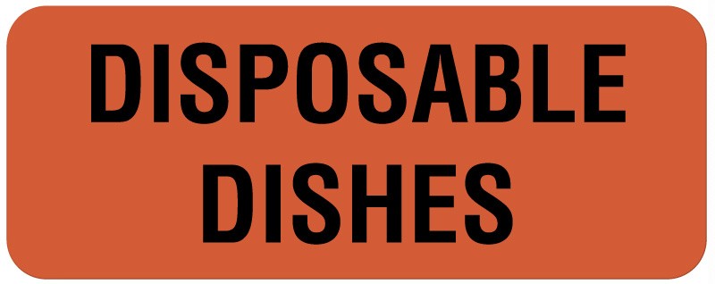 Medical Labels - DISPOSABLE DISHES, Nutrition Communication Labels, 2-1/4" x 7/8"