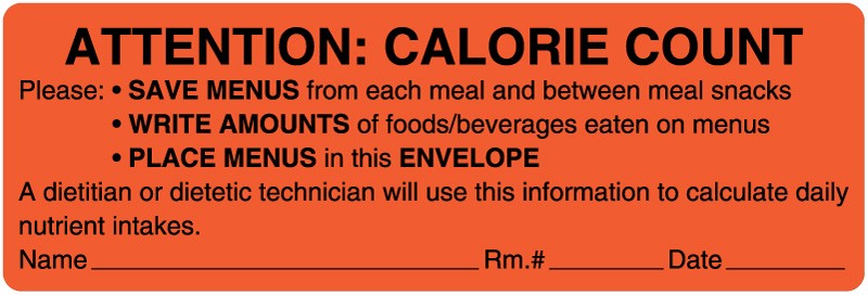 Medical Labels - Calorie Count Labels, 6" x 2"