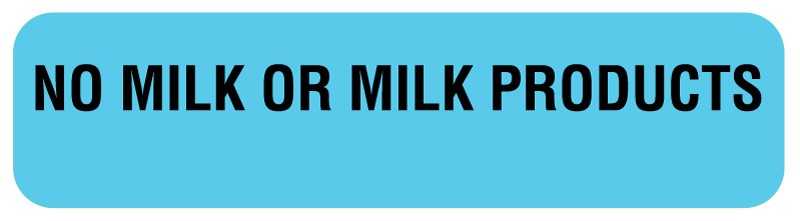 Medical Labels - NO MILK OR MILK PRODUCTS, Nutrition Communication Labels, 1-1/4" x 5/16"