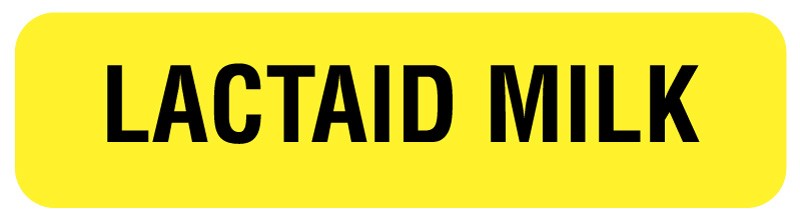 Medical Labels - LACTAID MILK, Nutrition Communication Labels, 1-1/4" x 5/16"