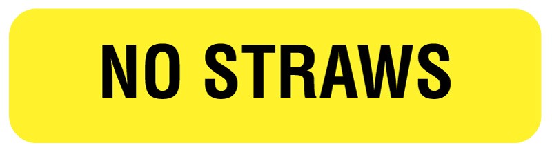Medical Labels - NO STRAWS, Nutrition Communication Labels, 1-1/4" x 5/16"
