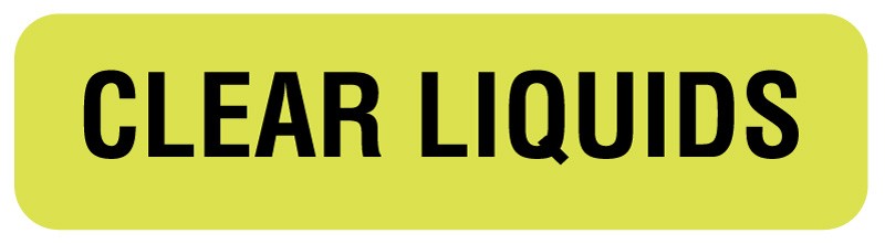 Medical Labels - CLEAR LIQUIDS, Nutrition Communication Labels, 1-1/4" x 5/16"