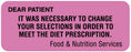 Medical Labels - Communication To Patient Labels, 2-1/4" x 7/8"