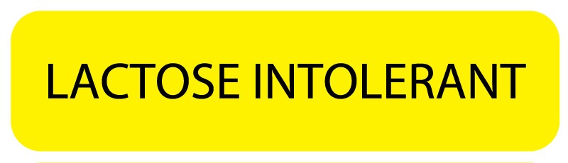 Medical Labels - LACTOSE INTOLERANT, Nutrition Communication Labels, 1-1/4" x 5/16"