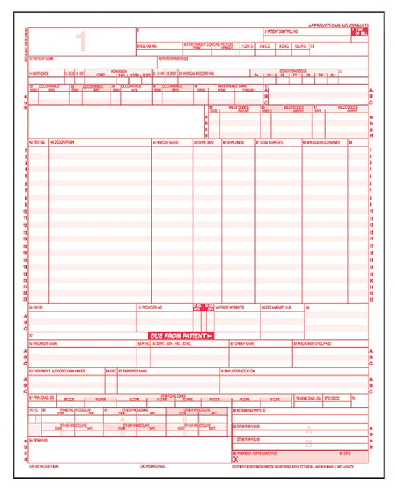 Medical Labels - UB-04 Laser Forms, 8-1/2" x 11"