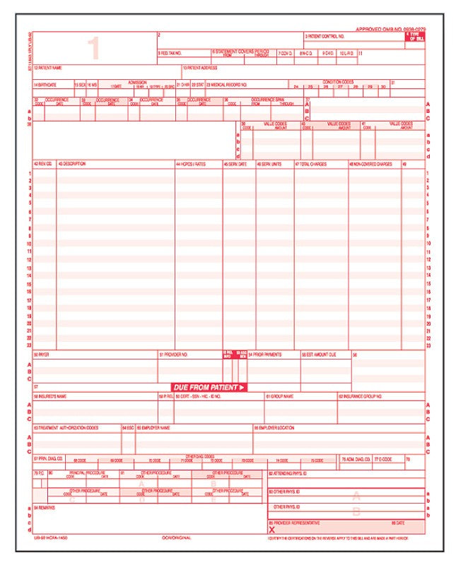 Medical Labels - UB-04 Laser Forms, 8-1/2" x 11"