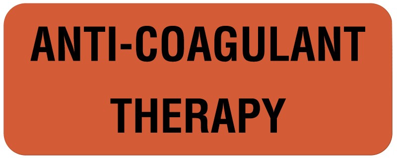Medical Labels - Anti-Coagulant Therapy Label, 2-1/4" x 7/8"