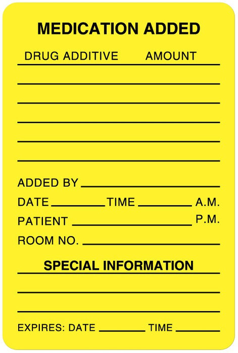 Medical Labels - IV Medication Added Label, 2" x 3"