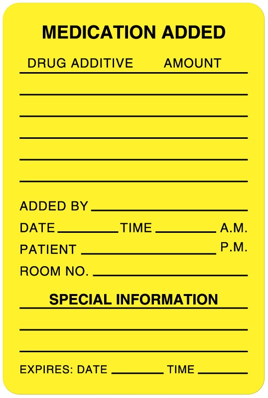 Medical Labels - IV Medication Added Label, 2" x 3"