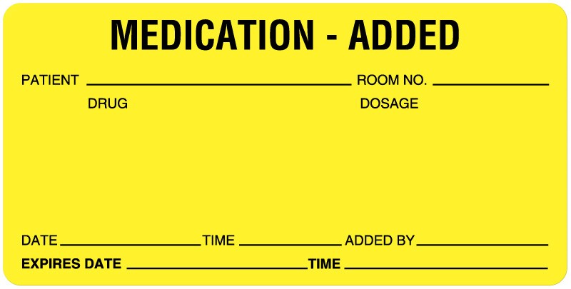 Medical Labels - IV Medication Added Label, 4" x 2"